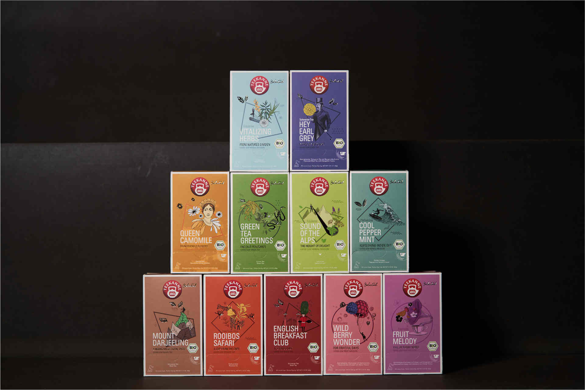 Teekanne setzt bei der Gastro-Marke »Selected« auf rein ökologische Produktion und nachhaltige Verpackung in trendigem Farbedesign. © Teekanne